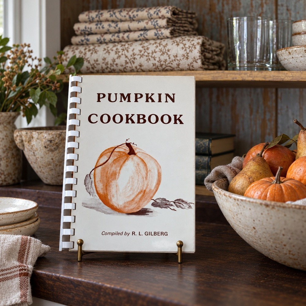 1982 Pumpkin Cookbook by R. L. Gilberg, Spiral Bound Vintage Fall Recipe Book